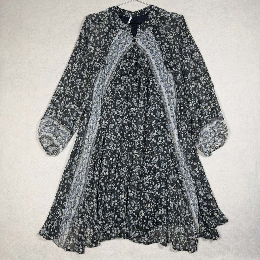 Free People Dress Womens XS Melody Laughter Black Floral Boho Swing
